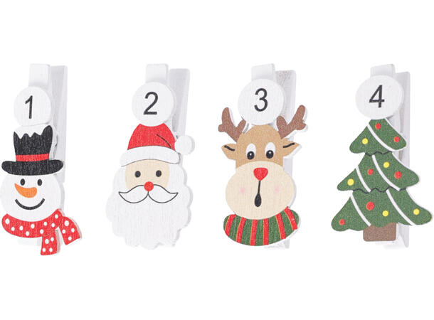 Adventskalender figur m/24stk klype 4ass 