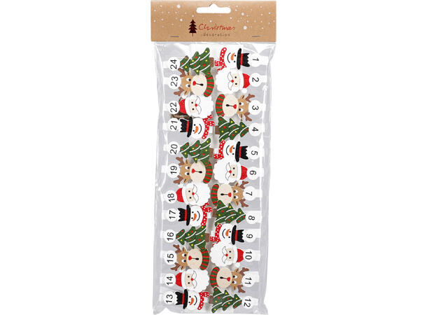 Adventskalender figur m/24stk klype 4ass 