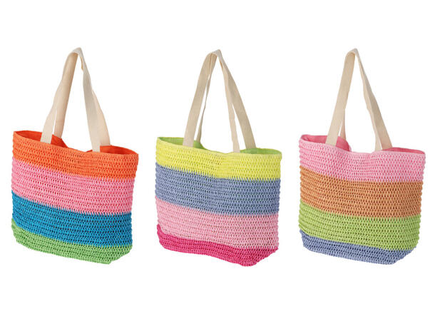 Bag Strandbag 47x15x38cm magnetlås 3ass Håndtak:80cm 100% polyester 