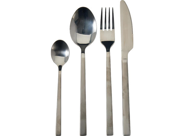 Bestikk 16 deler sort rustfritt stål 4 gafler, kniver, skjeer, teskjeer - 410 