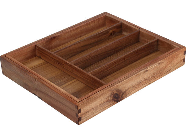 Bestikkskuffe Akasietre 34x28-45x5cm Utvidbar 