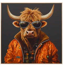 Bilde lerretstrykk Okse Gangst.  82x82cm Shiny foliert fototrykk med gullramme