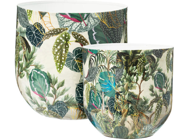 Blomsterpotte grønn metall 21/25cm s/2 23x21 26x25cm Vekt:1700gram 