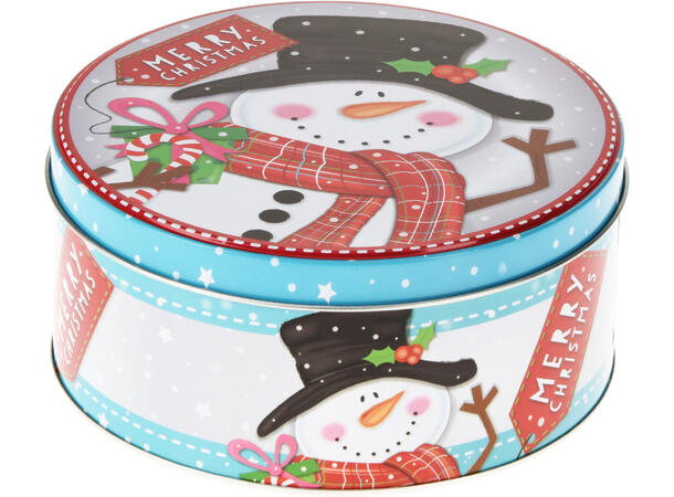 Boks julemotiv metall runde 3stk Forpk 12sett 