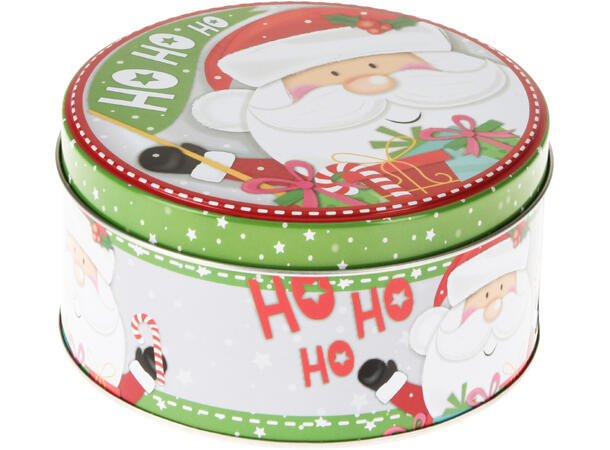 Boks julemotiv metall runde 3stk Forpk 12sett 
