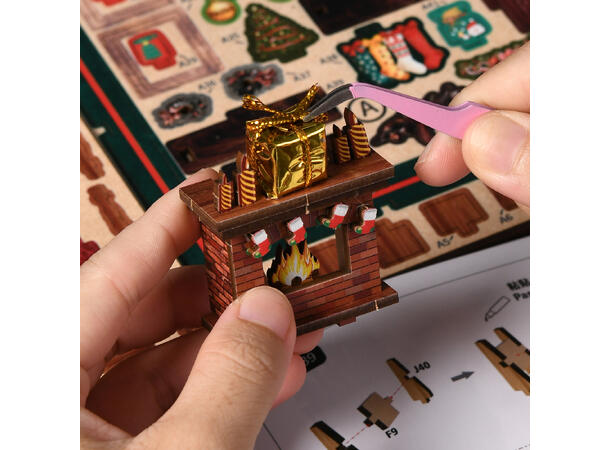 Book Nook Julebutikken 16x11x21,5cm MDF papir LED lys musikk uten batteri 