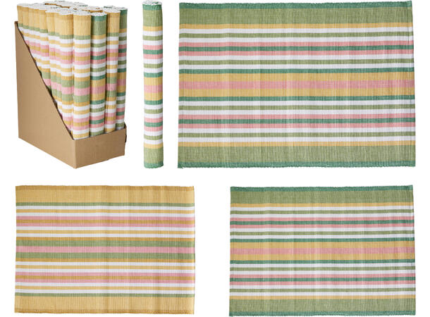 Bordbrikke stripet bomull 70x45cm 2ass Bomull. 2 assorterte 