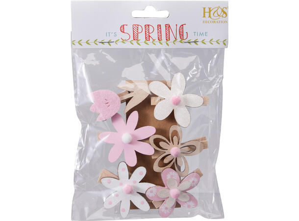 Bordkort blomster m/klype 6stk 6ass 