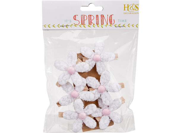Bordkort blomster m/klype 6stk 6ass 