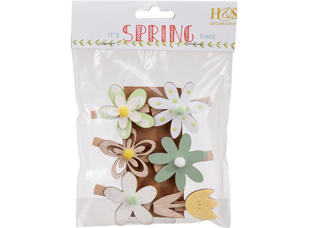 Bordkort blomster m/klype 6stk 6ass 