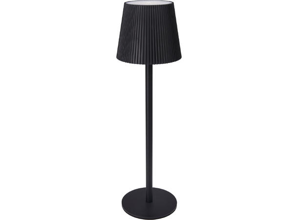 Bordlampe LED sort metall 10,5x36cm Varmhvitt lys, dimbart, opplades via USB 