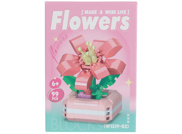 Byggesett blomsterpotte mini kloss 6ass Display 6stk 99-144 deler 