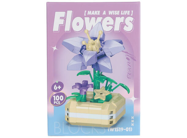 Byggesett blomsterpotte mini kloss 6ass Display 6stk 99-144 deler 