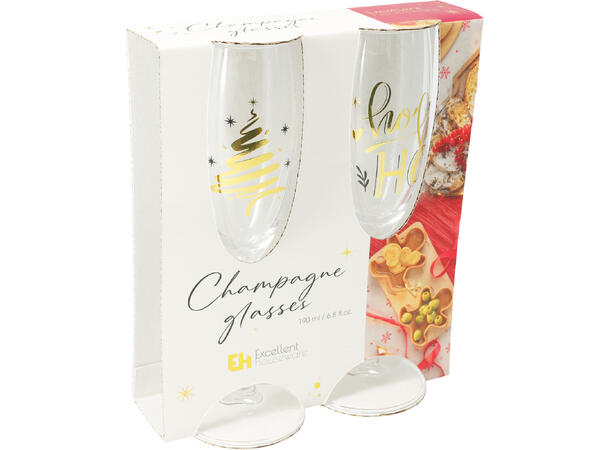 Champagneglass Julemotiv 190ml 2stk 2ass Materiale Glass Vekt 155gr 