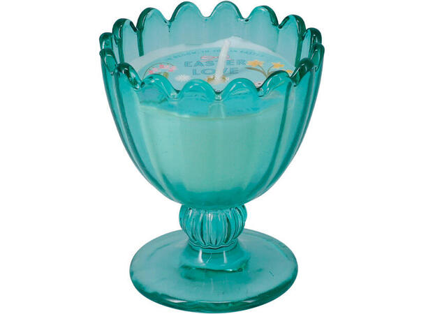 Duftlys i eggeglass 5x6cm 4ass Display 12stk 