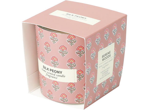 Duftlys i glass 7x7,5cm 120gr voks 3ass Forpk 24st Pion Sandeltre Furu Brenn:24t 