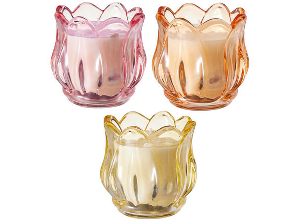 Duftlys i glass 8cm 3ass Glass 