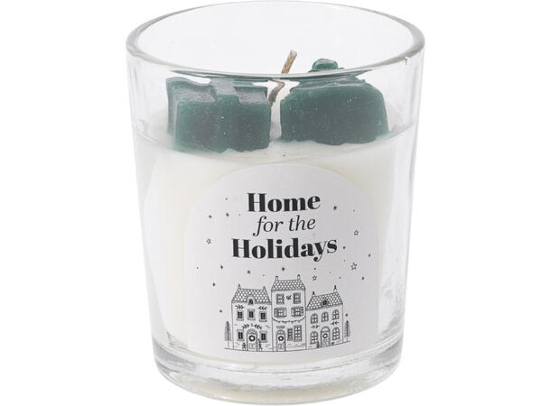 Duftlys m/julefigur 6x7,5cm 3ass Rød Grønn Hvit Brenntid 2t 