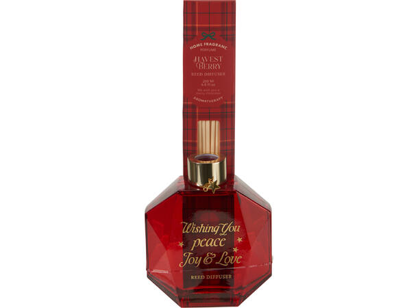 Duftolje 200ml sekskant rutet 11x15cm 2a Rød Grønn Duft: Høstbær Skog 