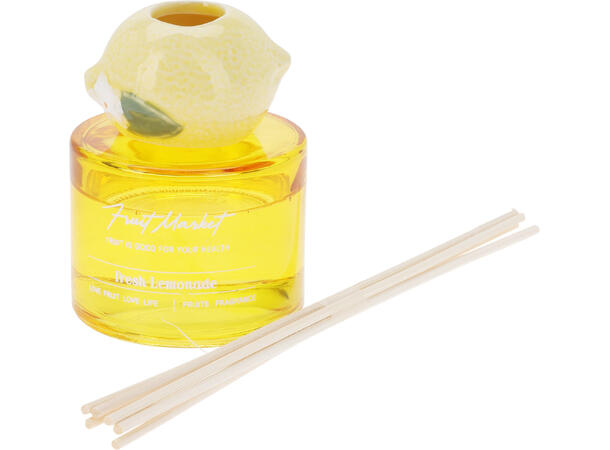 Duftolje 7x7x23cm m/pinner 100ml 3ass Sitron,lemon,granateple 