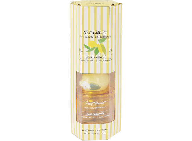 Duftolje 7x7x23cm m/pinner 100ml 3ass Sitron,lemon,granateple 