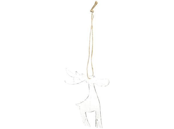 Elg henge hvit metall 9,5x0,1x15cm 