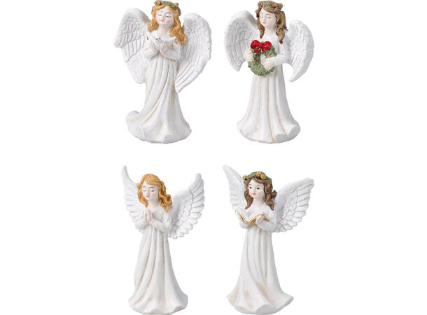 Engel hvit polystone h:12,5cm 4ass Vekt 95gr 