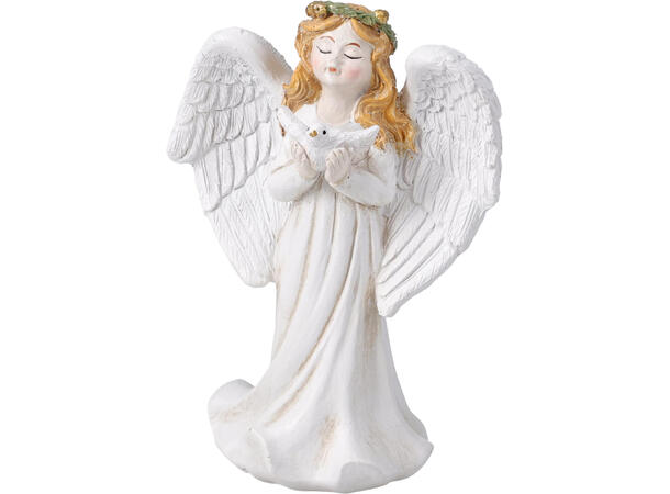 Engel hvit polystone h:12,5cm 4ass Vekt 95gr 
