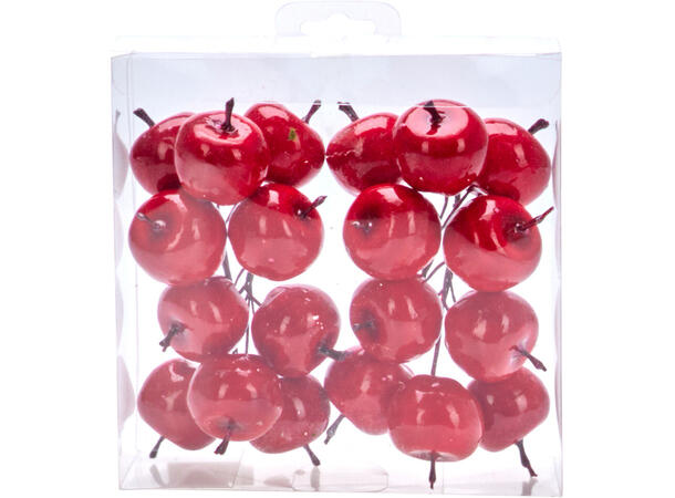 Eple bær røde m/stilk bunt 12stk 2ass Display 12sett assortert 