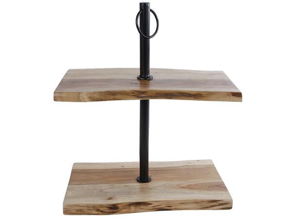 Etasjefat sort metall acacia 35x20x42cm 