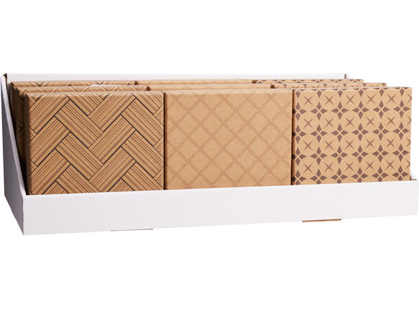 Gaveeske kraft m/mønster 14,5x14,5x7. 3a Display med 9stk Vekt:100gram pr stk 