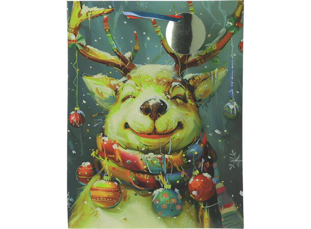 Gavepose Jul nisse/dyr  32x23x10cm 4ass 