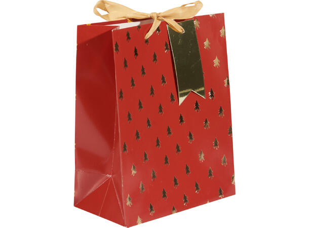 Gavepose Juletre 23x18x10cm 3ass Rød Grønn Krem 