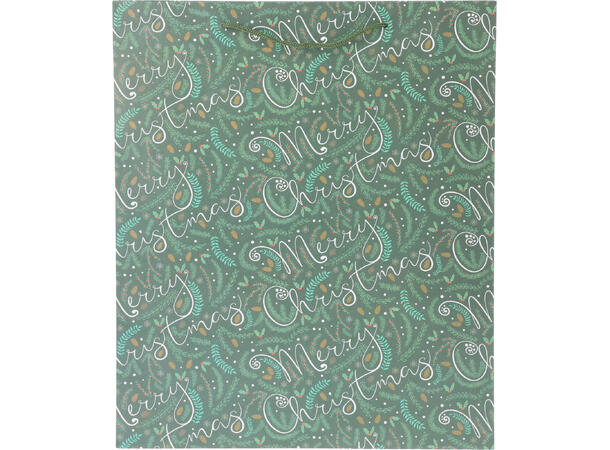Gavepose Merry ass.farger 25x9x35cm 3ass Rød,grønn,hvit 