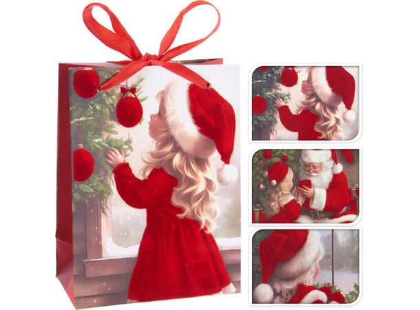 Gavepose nissejente 18x8x24cm 3ass Fløyelsfinish 