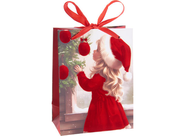 Gavepose nissejente 18x8x24cm 3ass Fløyelsfinish 