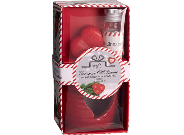 Gavesett duftbrenner olje og voks 3ass Rød Grønn Hvit Dolomitt 6,5x7cm 