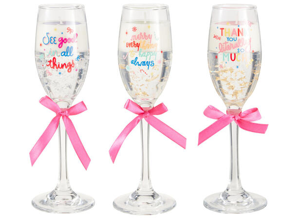 Glass gelelys m/duft 21,5cm 3ass Forpk 12stk Duft Gløgg Mint Honningeple 