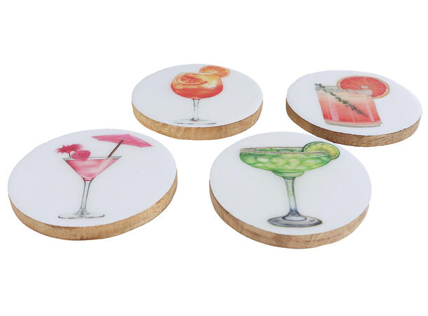 Glassbrikke emaljert m/coctail 10cm 4stk Mangotre 