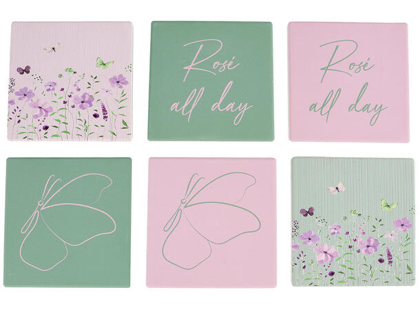 Glassbrikke m/tekst rosa/grønn 10cm 6ass Display 36stk Keramikk 