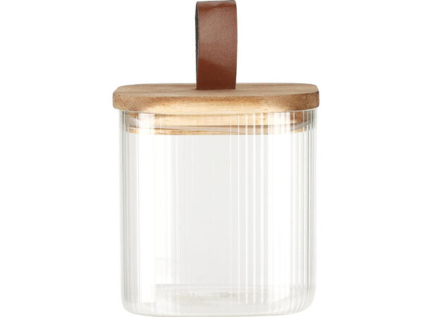 Glasskrukke m/lokk 750ml 10,5x10,5cm Akasiatre m/silikonring Vekt:260gram 