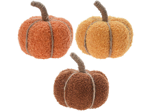 Gresskar dekor tekstil 13x13x12cm 3ass Materiale: Polyester, skum og jute 