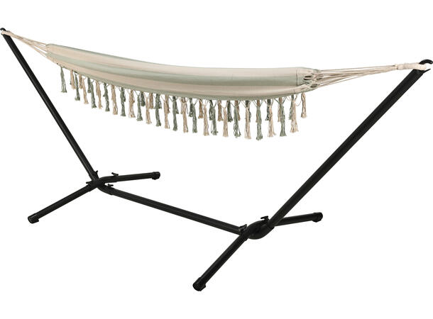 Hengekøye hvit/grønn-stripet 100x200cm m/base 300x100x108cm 