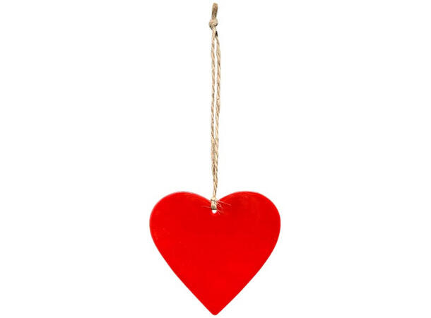 Hjerte rødt metall m/tau 8x8,5cm Forpk 24stk 