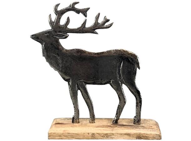 Hjortedyr sort aluminium/tre 22x5x27cm 