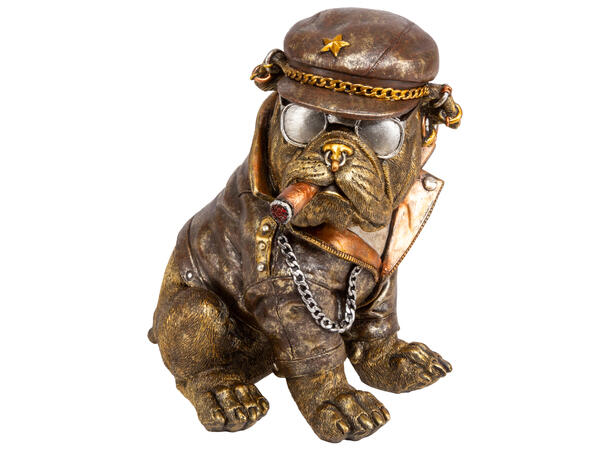 Hund bulldog m/sigar 19x16x22cm Polyresin 