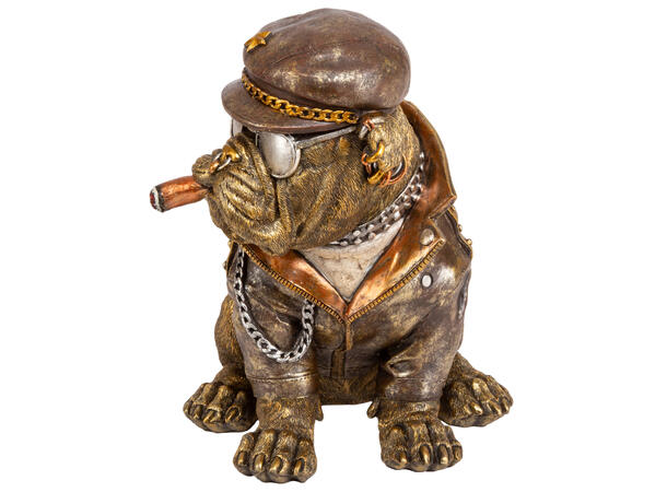Hund bulldog m/sigar 19x16x22cm Polyresin 