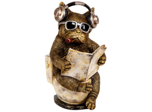 Hund leser avis WC 12,5x11x20,5cm Polyresin 