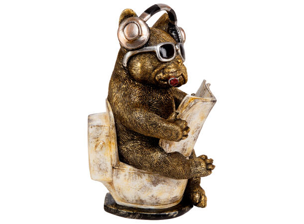 Hund leser avis WC 12,5x11x20,5cm Polyresin 