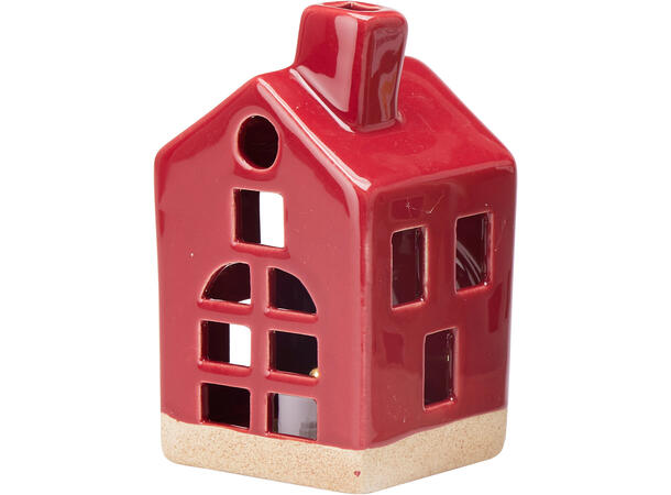 Hus LED keramikk 6x6x11cm 4ass Forpk 24stk Batteri 3xLR44 inkl 